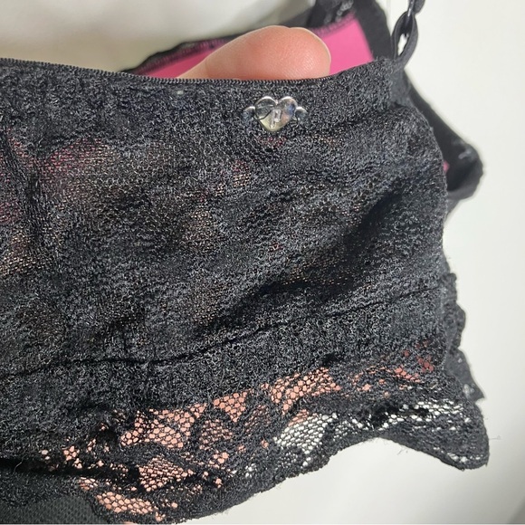 PINK Victoria’s Secret black lace padded bralette size small (D-DD cup) sexy - Picture 5 of 8